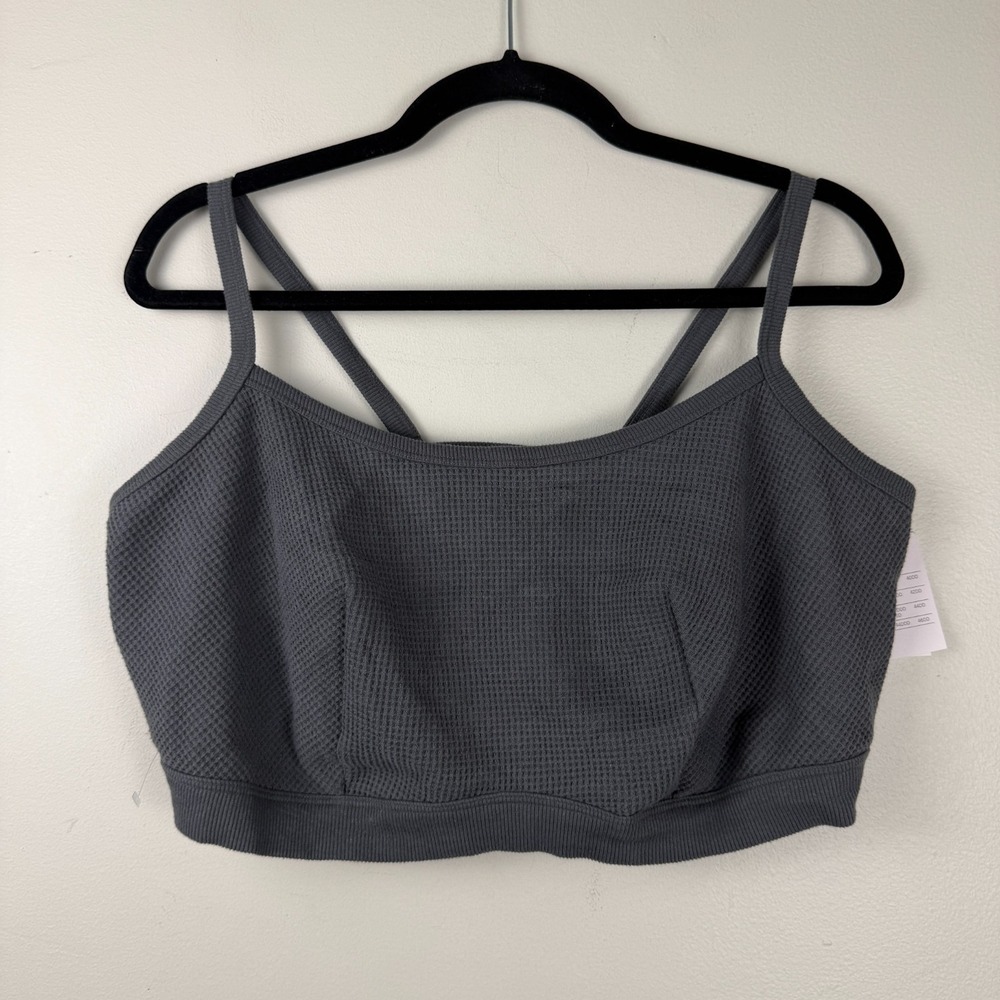 Auden Unlined Bralette Bra Women's Size 2X Gray Waffle Knit Pullover Stretch